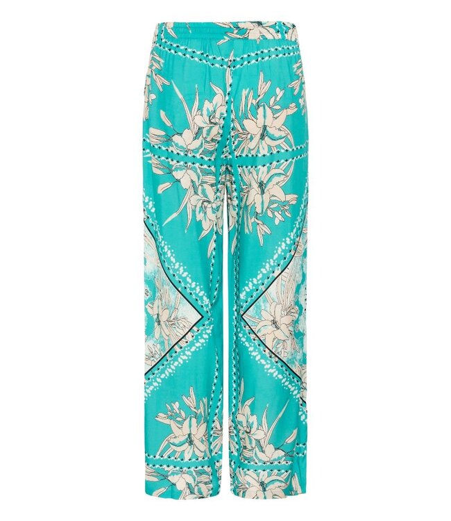 CREAM CR Tiah Pant – wijdvallende dames broek met paisley print in turquoise
