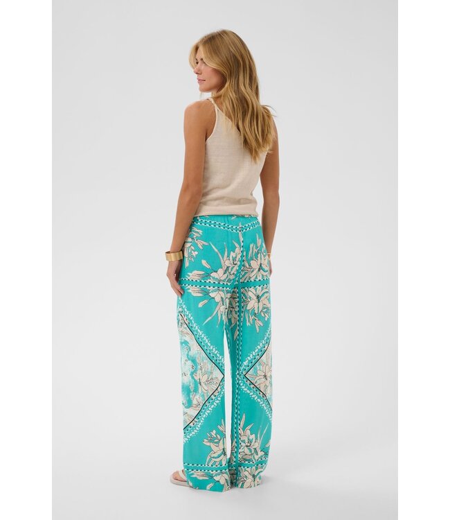 CREAM CR Tiah Pant – wijdvallende dames broek met paisley print in turquoise