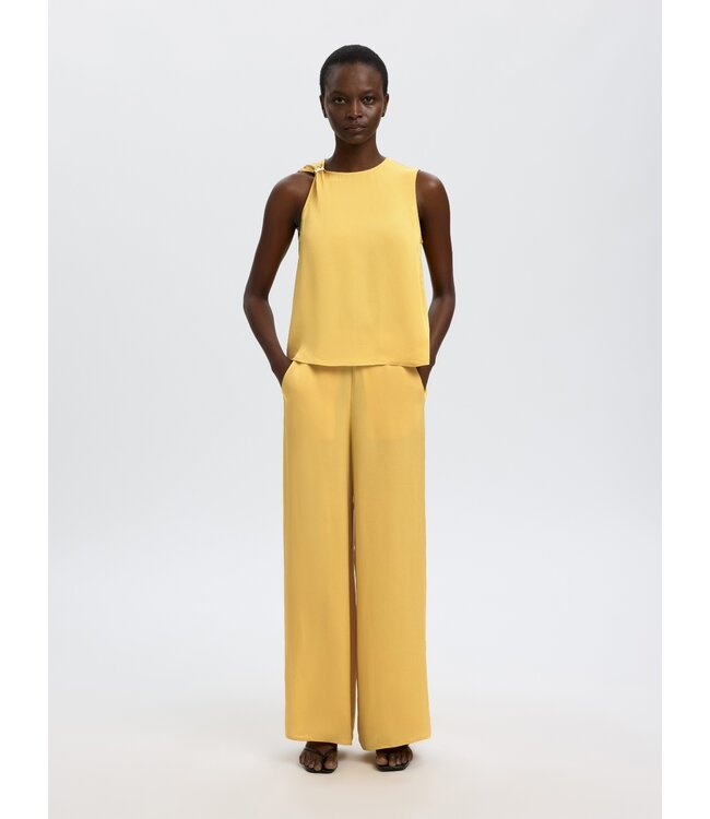 Selected Femme SLFLAURA Slit Pant – dames broek met wijde pijpen en zijsplit