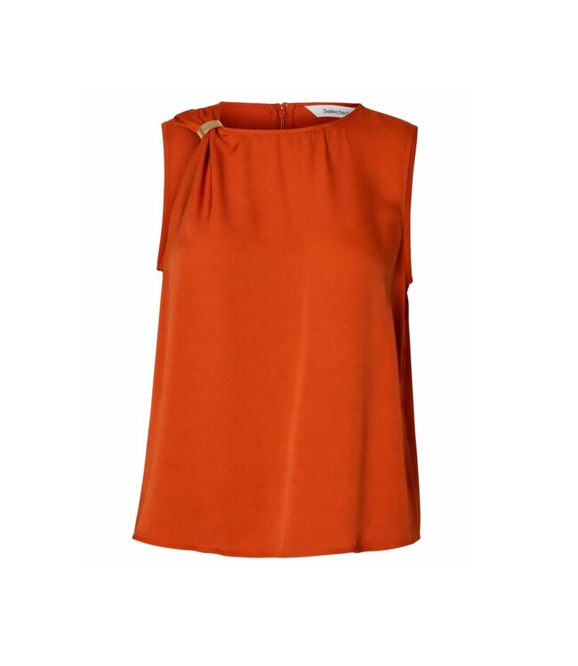 Selected Femme SLFLAURA Trim Top – dames top met ronde hals en schouderdetail