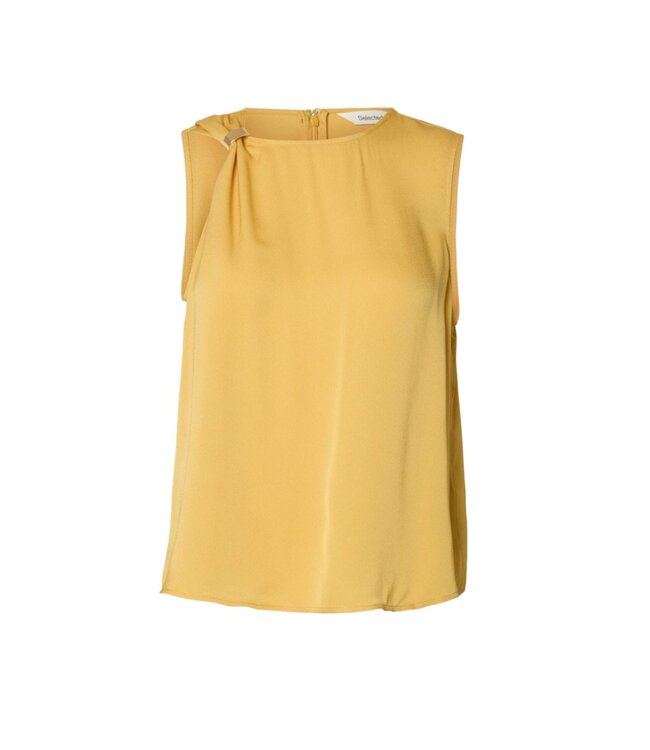 Selected Femme SLFLAURA Trim Top – dames top met ronde hals en schouderdetail