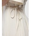 Object OBJSANNE Short Dress – Ecru dames jurk met V-hals, pofmouwen en strikceintuur