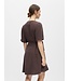 Object OBJSANNE Short Dress – Bruine dames jurk met V-hals, pofmouwen en strikceintuur