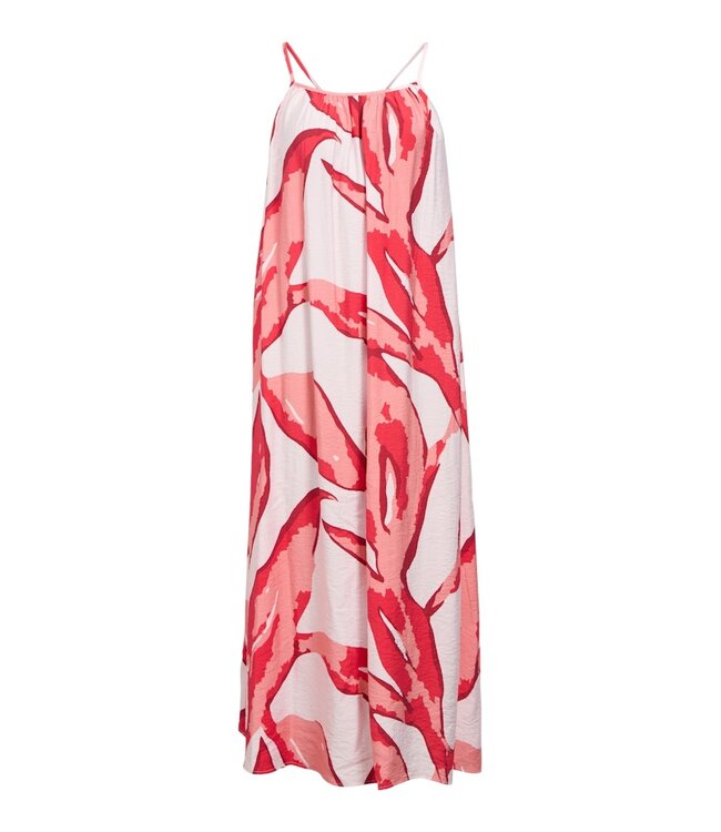 Object OBJAGGIE Long Dress – Lila dames maxi jurk met print, spaghettibandjes en open rug