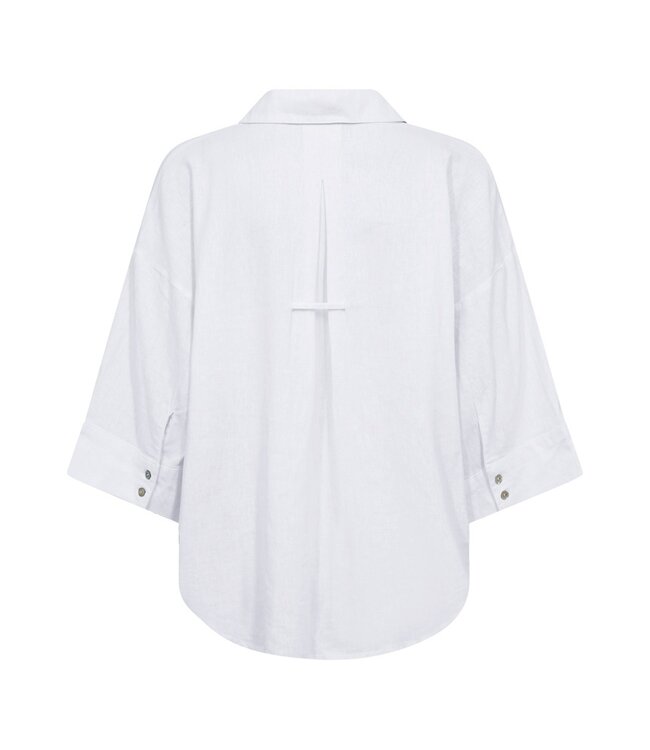 Freequent FQLAVA Shirt – Wit dames hemd met V-hals, korte mouwen en losse pasvorm