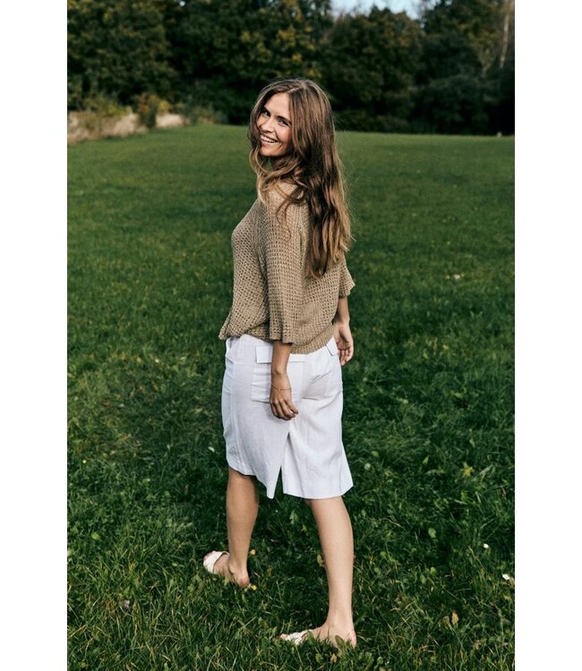 Freequent FQLAVA Shorts - witte linnenmix dames shorts met elastische taille