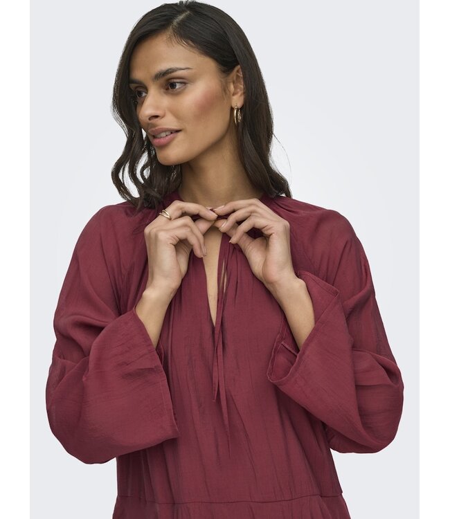 JDY JDYHARPER Frill Dress - bordeaux dames jurk met frill details