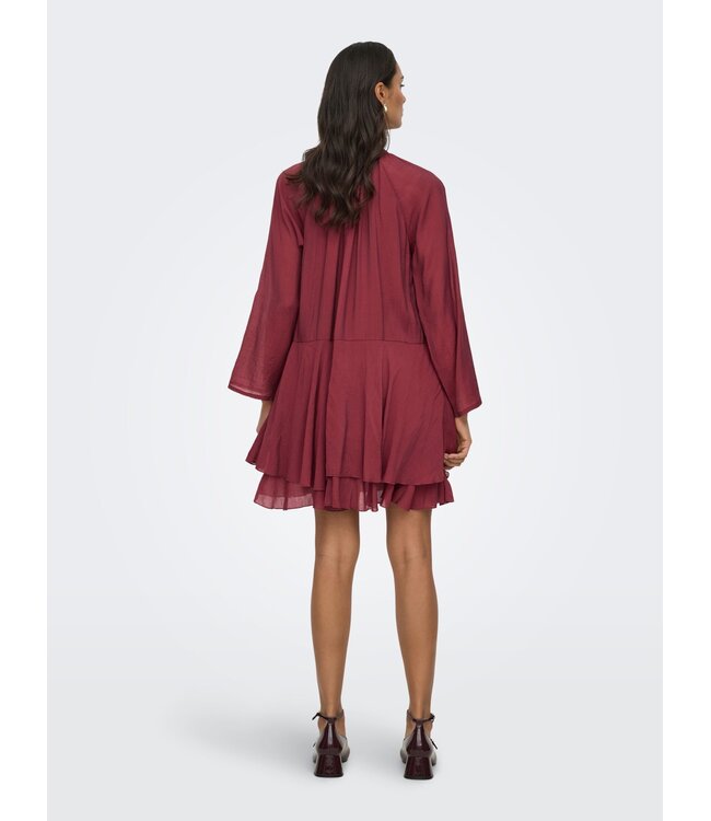 JDY JDYHARPER Frill Dress - bordeaux dames jurk met frill details