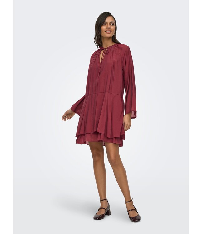 JDY JDYHARPER Frill Dress - bordeaux dames jurk met frill details