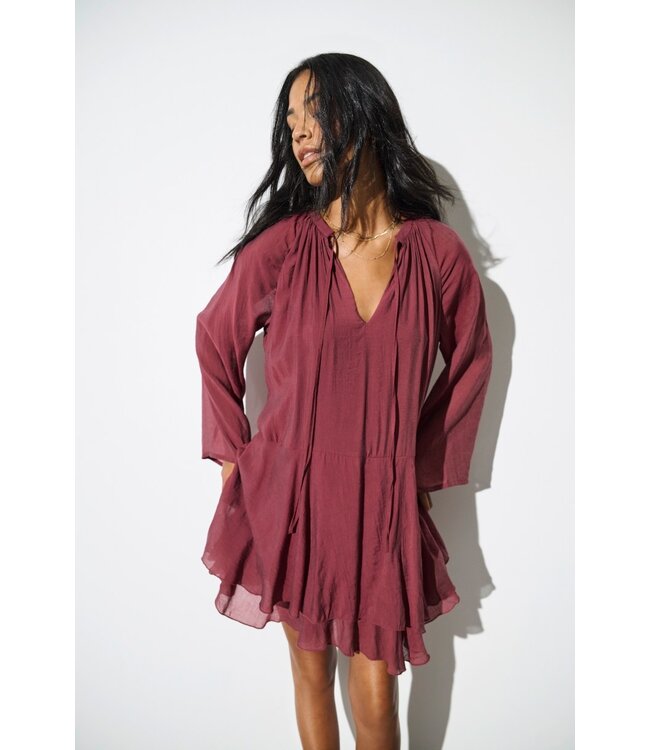 JDY JDYHARPER Frill Dress - bordeaux dames jurk met frill details