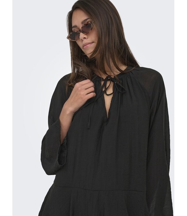 JDY JDYHARPER Frill Dress - zwarte dames jurk met frill details