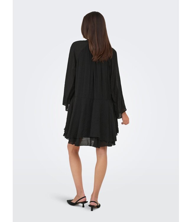 JDY JDYHARPER Frill Dress - zwarte dames jurk met frill details