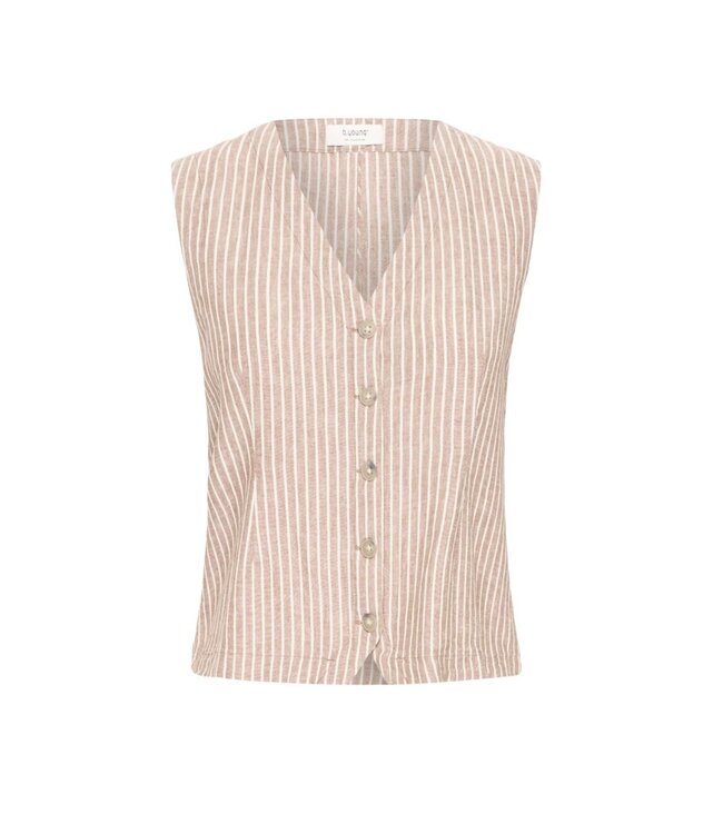 b.young BYFALAKKA Waistcoat 2 - gestreept dames gilet in linnenmix