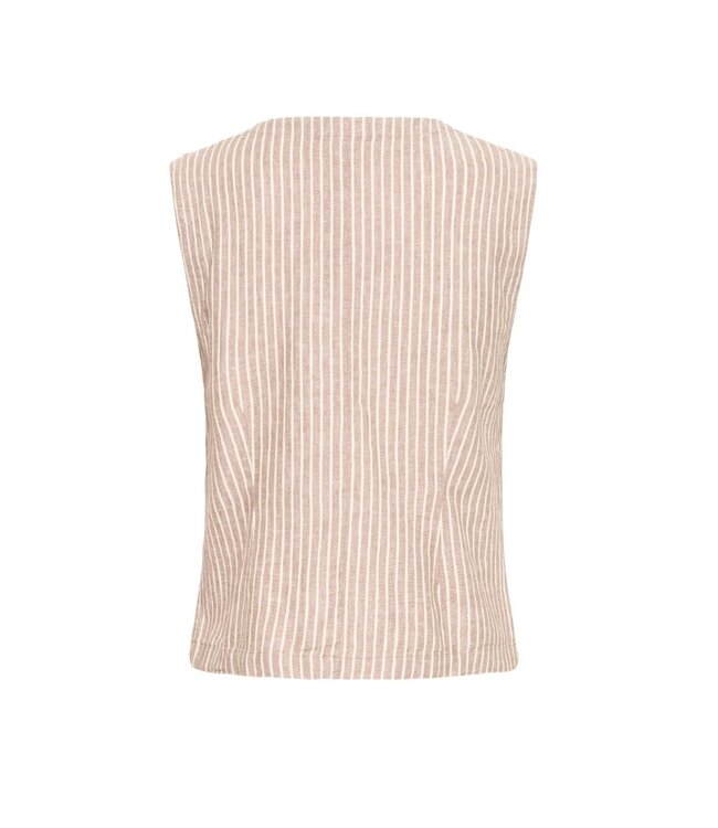 b.young BYFALAKKA Waistcoat 2 - gestreept dames gilet in linnenmix