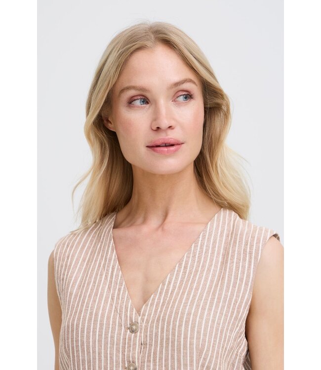 b.young BYFALAKKA Waistcoat 2 - gestreept dames gilet in linnenmix