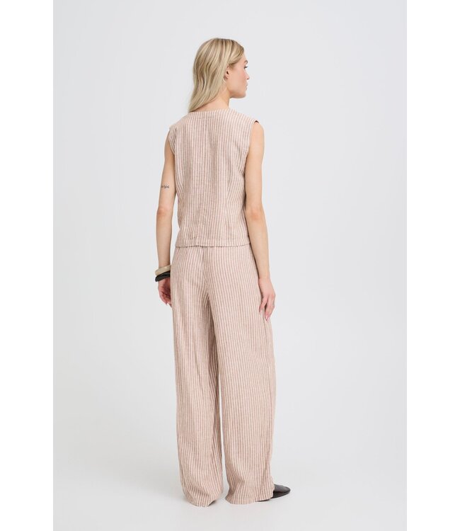b.young BYFALAKKA Waistcoat 2 - gestreept dames gilet in linnenmix