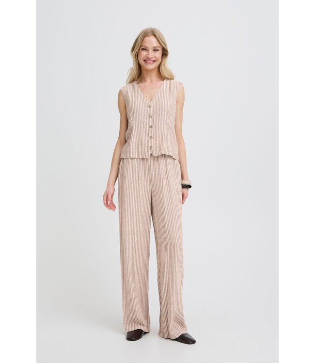 b.young BYFALAKKA Waistcoat 2 - gestreept dames gilet in linnenmix