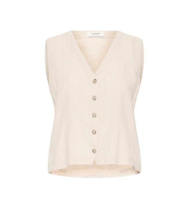 b.young BYFALAKKA Waistcoat 2 - Beige dames gilet in linnenmix