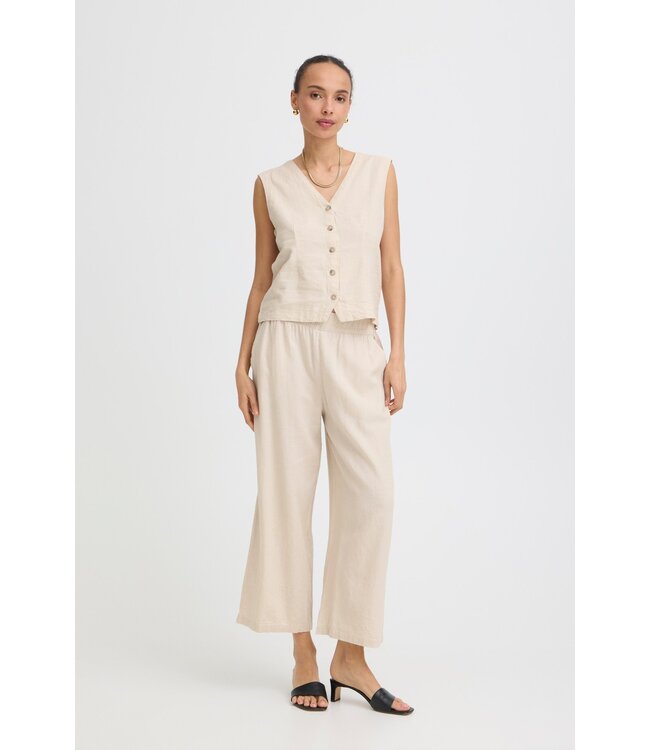 b.young BYFALAKKA Waistcoat 2 - Beige dames gilet in linnenmix