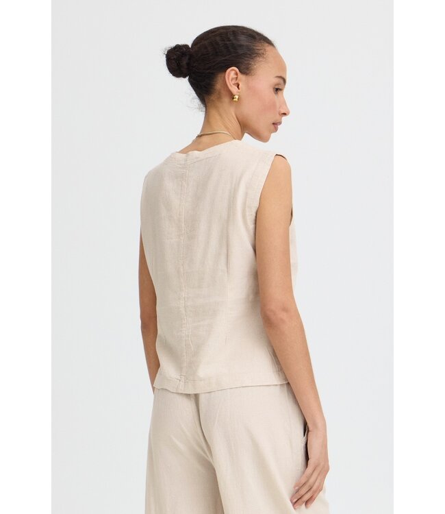 b.young BYFALAKKA Waistcoat 2 - Beige dames gilet in linnenmix