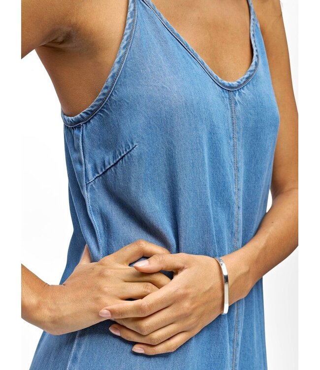 Object OBJFRAME lichtblauwe denim dames maxi jurk