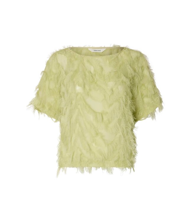 Selected Femme SLFMYLINE lichtgroene dames textured top