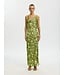 Selected Femme SLFGIONA groene satijnen dames maxi jurk met bloemenprint