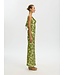 Selected Femme SLFGIONA groene satijnen dames maxi jurk met bloemenprint