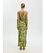 Selected Femme SLFGIONA groene satijnen dames maxi jurk met bloemenprint