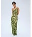 Selected Femme SLFGIONA groene satijnen dames maxi jurk met bloemenprint