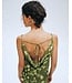 Selected Femme SLFGIONA groene satijnen dames maxi jurk met bloemenprint