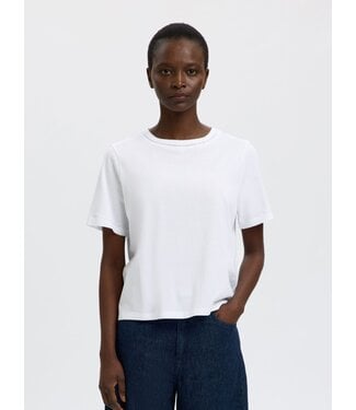 Selected Femme SLFASSIA Detail Tee - Bright White
