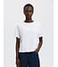 Selected Femme SLFASSIA witte biologisch katoenen dames T-shirt met fijne details