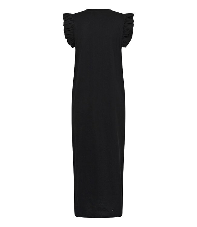 KAFFE KAFFE diepzwarte katoenen dames midi jurk