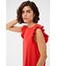 KAFFE KAcelina poppy red katoenen dames midi jurk