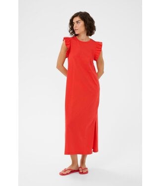 KAFFE KAcelina Flounce Dress - Poppy Red