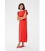 KAFFE KAcelina poppy red katoenen dames midi jurk