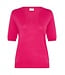 KAFFE KAlizza beetroot purple fijngebreide dames top met V-hals
