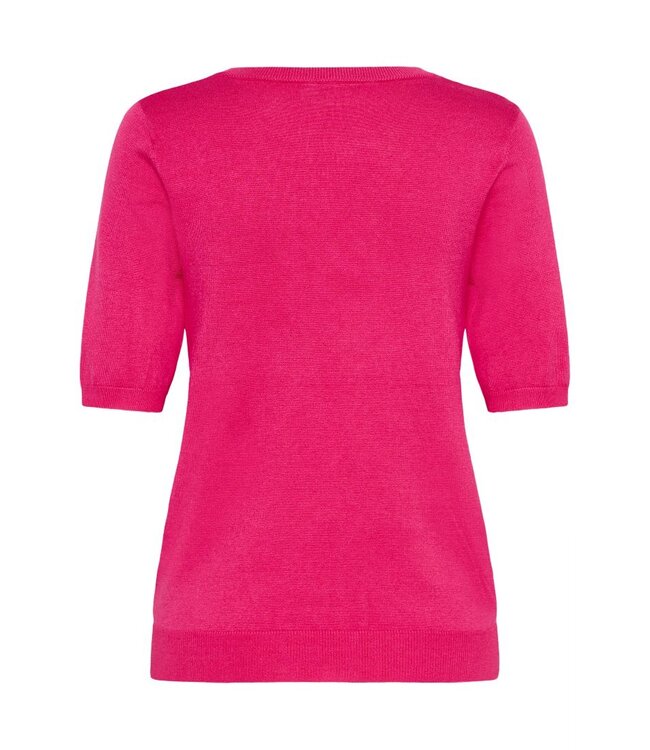 KAFFE KAlizza beetroot purple fijngebreide dames top met V-hals