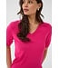 KAFFE KAlizza beetroot purple fijngebreide dames top met V-hals