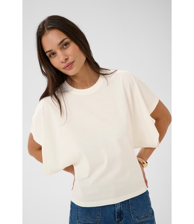 KAFFE KAstormy chalk katoenen dames boxy t-shirt