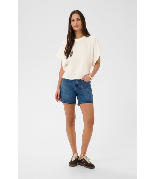 KAFFE KAstormy chalk katoenen dames boxy t-shirt