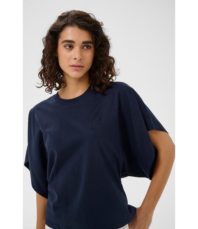 KAFFE KAstormy midnight marine katoenen dames boxy t-shirt