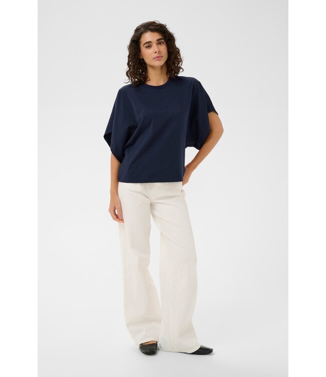 KAFFE KAstormy midnight marine katoenen dames boxy t-shirt