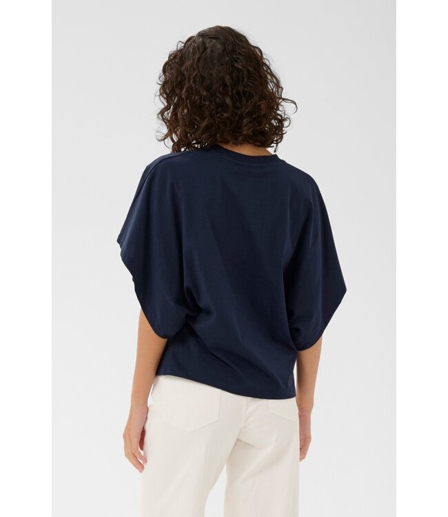 KAFFE KAstormy midnight marine katoenen dames boxy t-shirt