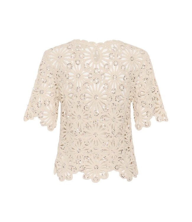 KAFFE KAcallista gebroken witte katoenen dames kanten top