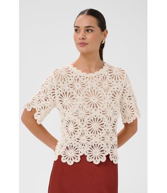 KAFFE KAcallista Knit Top - Broken White with Silver