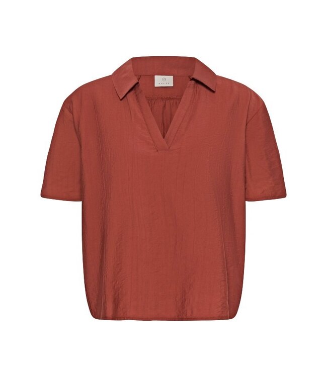 KAFFE KAemily roestbruine dames blouse met V-hals