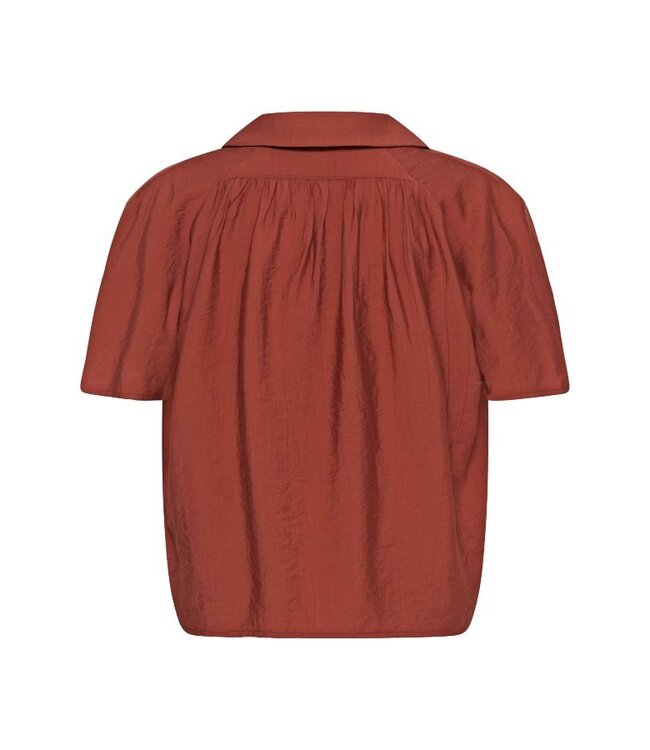 KAFFE KAemily roestbruine dames blouse met V-hals