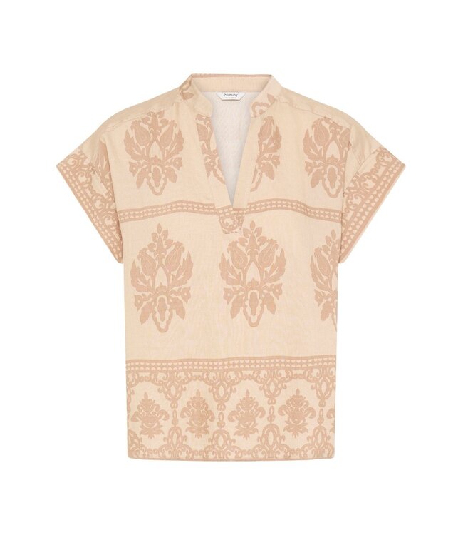 b.young BYJAYCE beige print dames blouse met V-hals